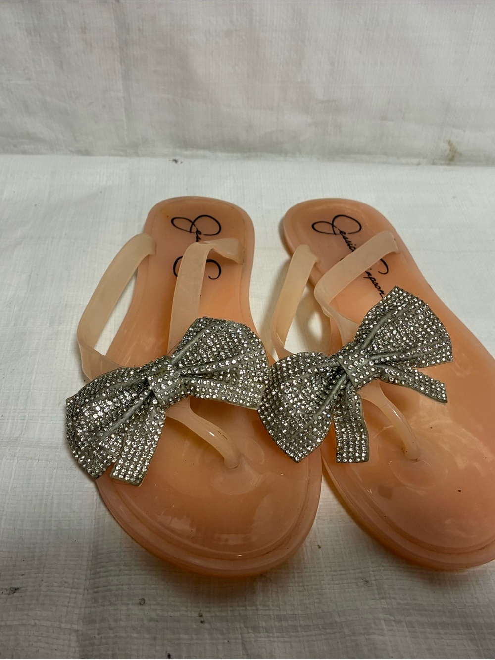 Jessica Simpson Pink Bow Flip Flop Sandals Women's Size 6